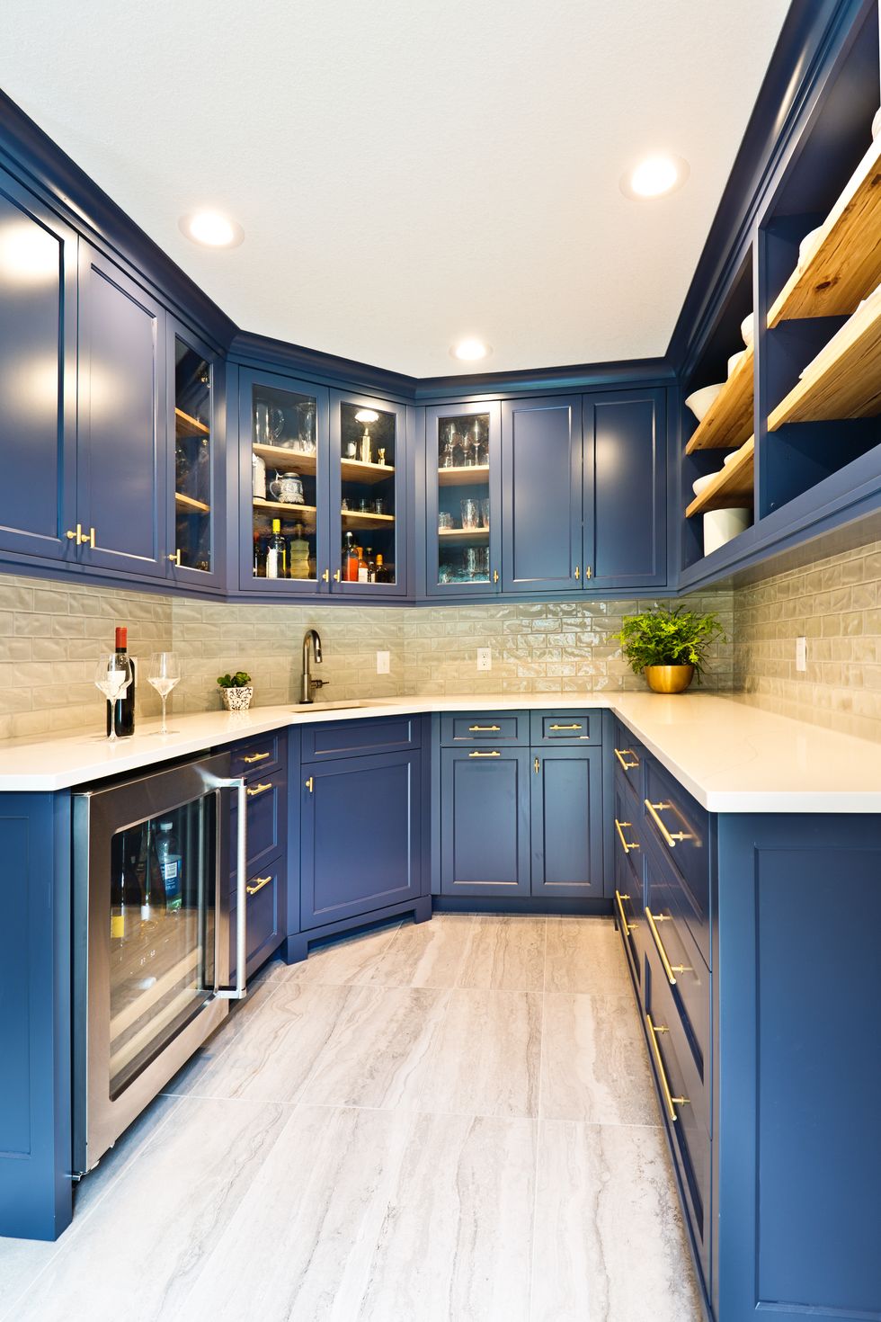 remodeled contemporary bar pantry room
