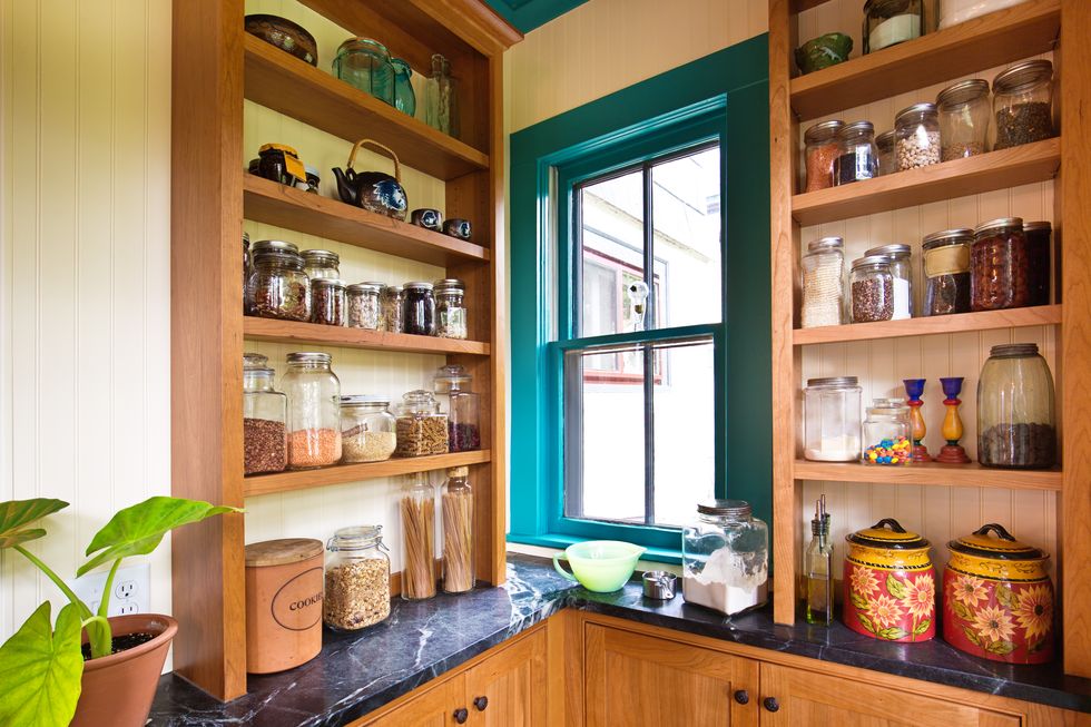 remodeled contemporary classic kitchen design with pantry storage