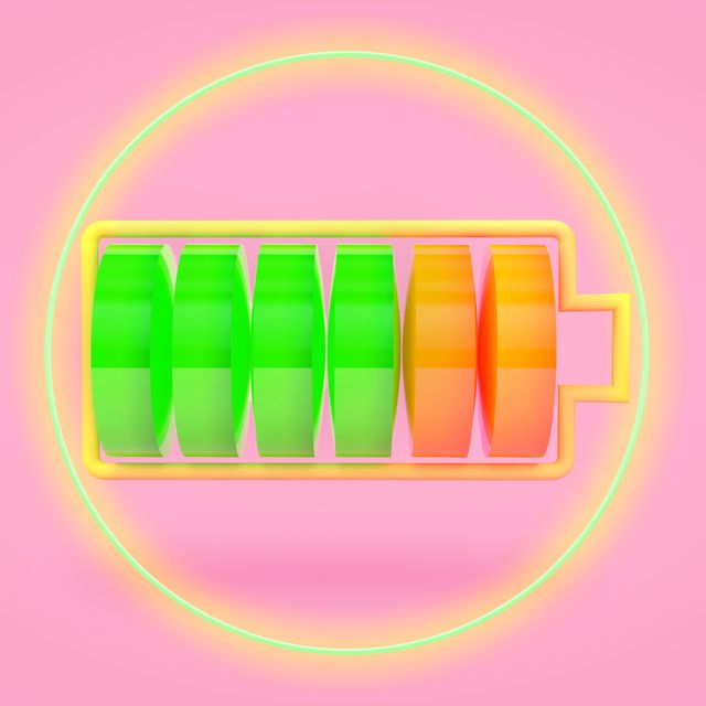 3d render illustration of a mobile battery showing the draining of battery