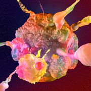 3d rendered illustration of a mutating and distributing cancer cell