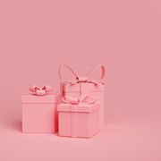 3d rendering pink box minimal conceptual with copy space