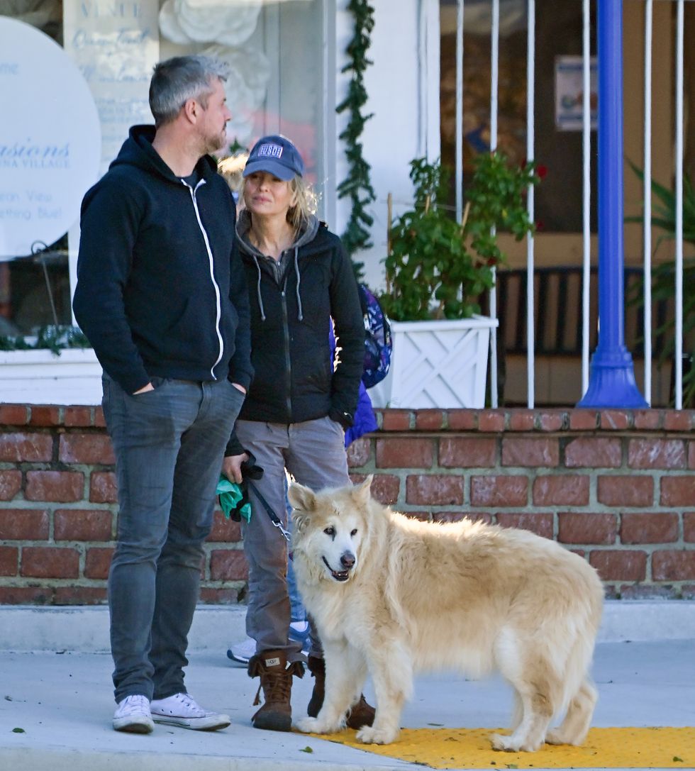 renée and her partner ant anstead with one of her dogs﻿