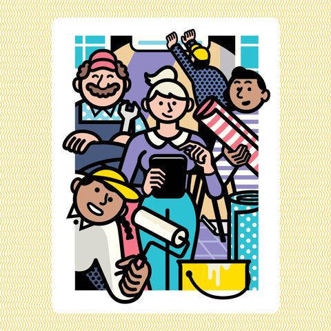 Cartoon, People, Illustration, Line, Clip art, Sharing, Art, Happy, Family pictures, Style, 