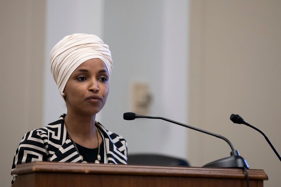 omar speaks at the us capitol on february 12, 2020 about her pathway to peace policy, which would stress a multilateral and diplomatic approach over military action