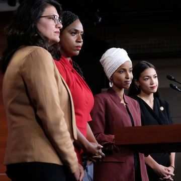 congresswomen ocasio cortez, tlaib, omar, and pressley hold news conference after president trump attacks them on twitter