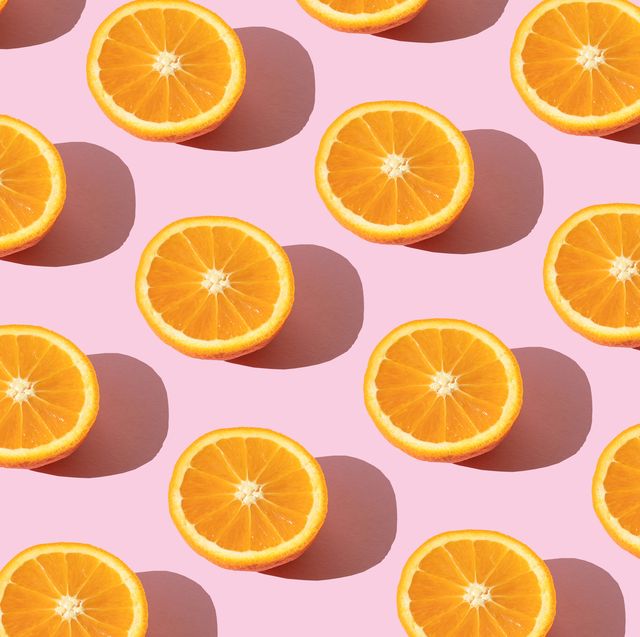 repeated orange on the pink background