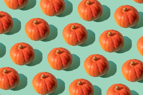repeated pumpkin hokkaido on the turquoise background