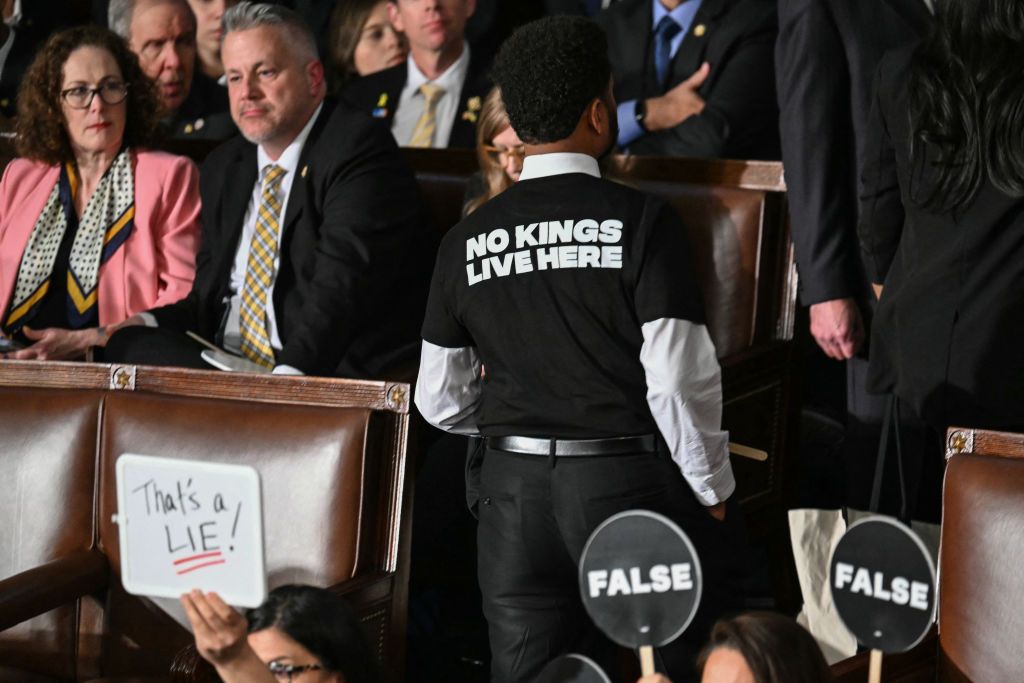 At Trump’s Address, Democrats in Statement-Making Shirts Storm Out in Protest