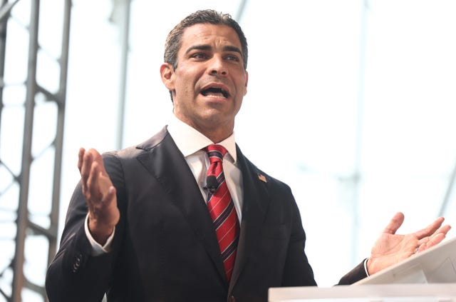 miami mayor francis suarez speaks at the ronald reagan presidential library in california