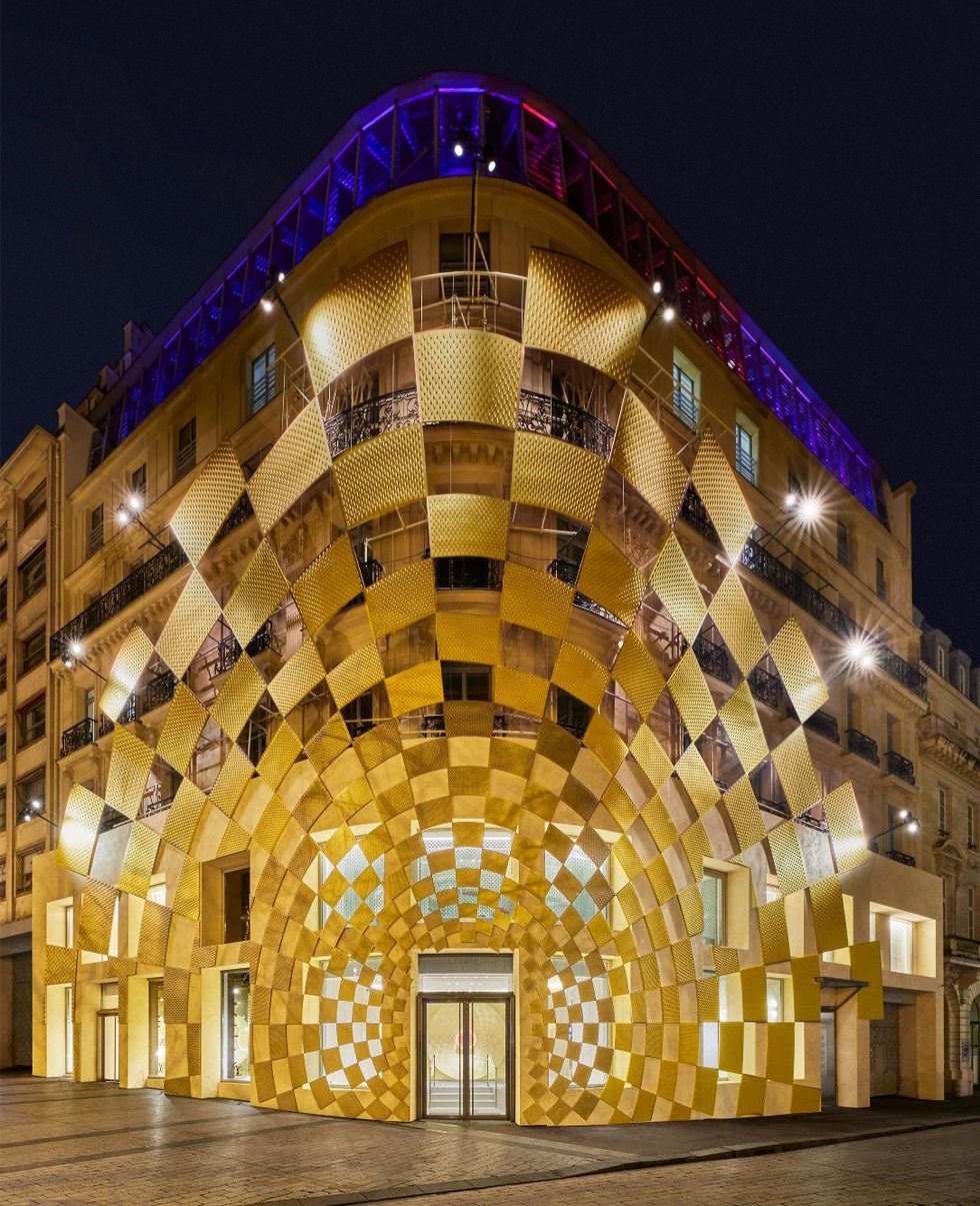 a building with lights on