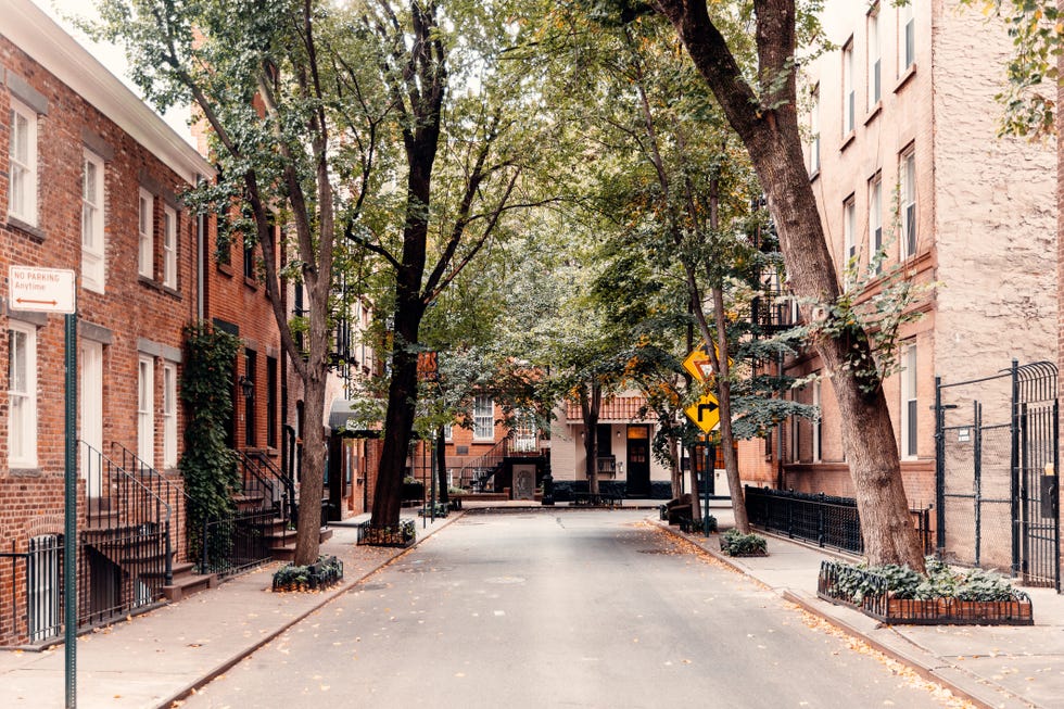 residential street in greenwich village, new york city, usa