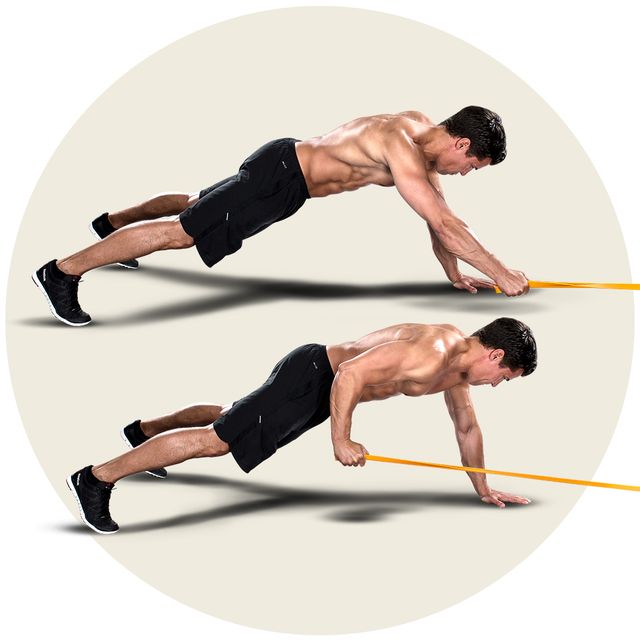 Resistance band plank row