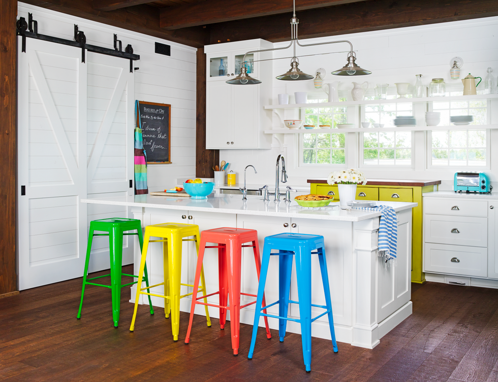 retro kitchens ideas colorful chairs