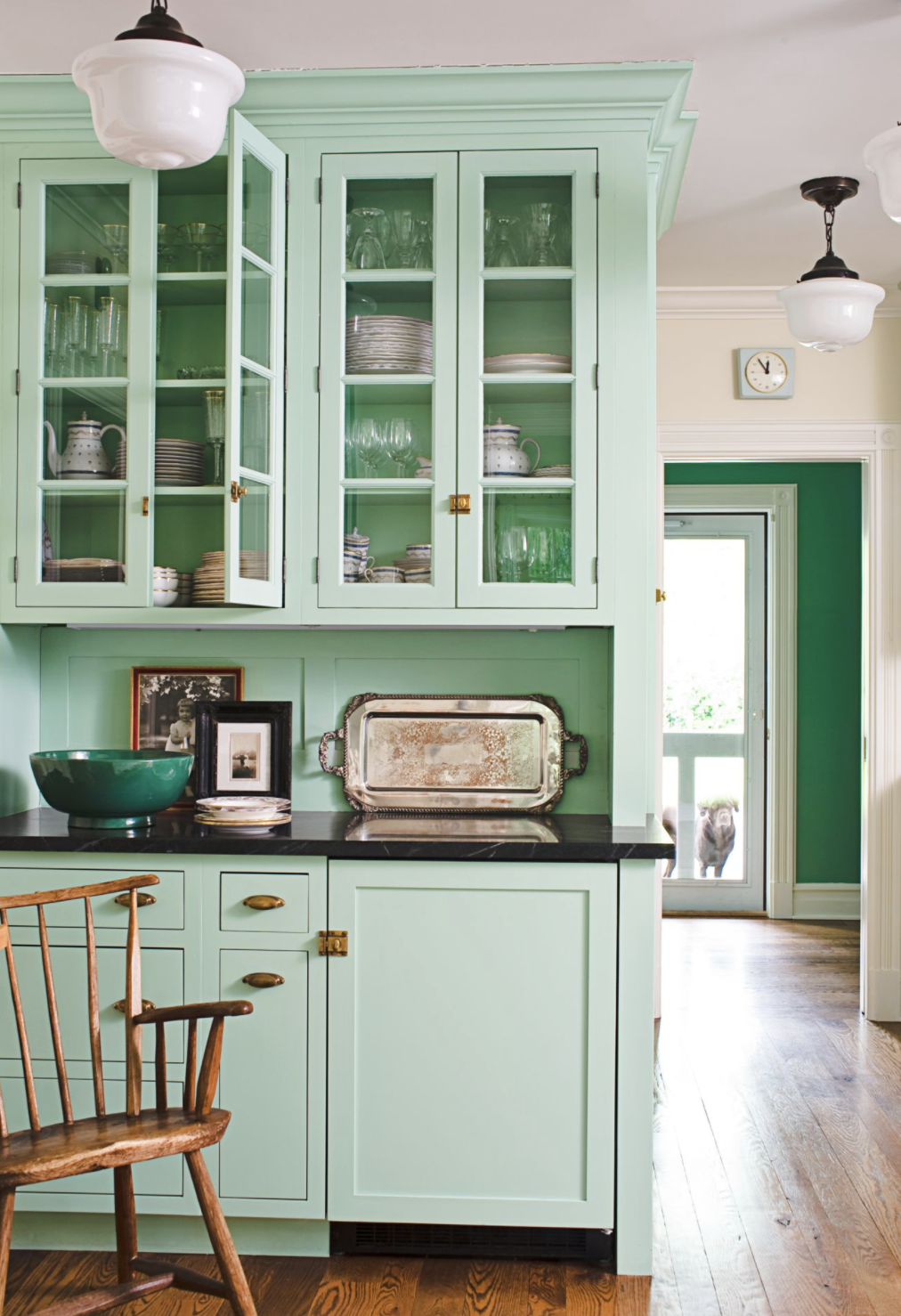 vintage green kitchen cabinets