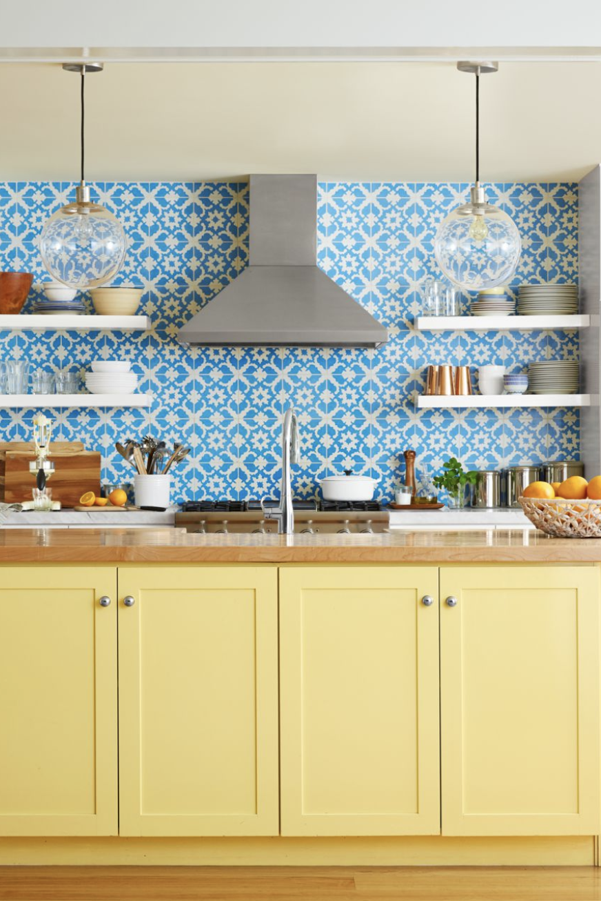 retro kitchens ideas a blue and yellow pallette