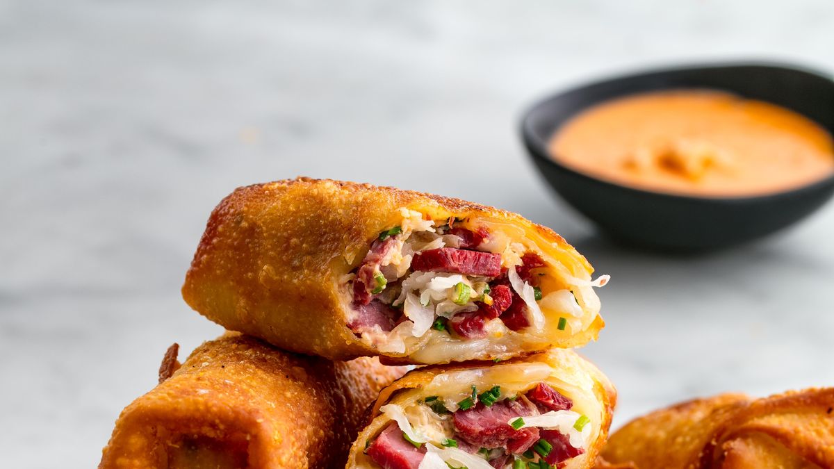 preview for People Are Freaking Over Reuben Egg Rolls