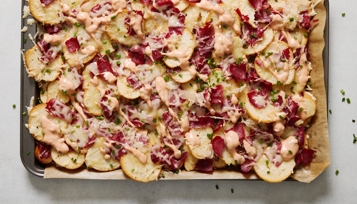 Video player poster image preview for Forget Sandwiches—Make Reuben Nachos.
