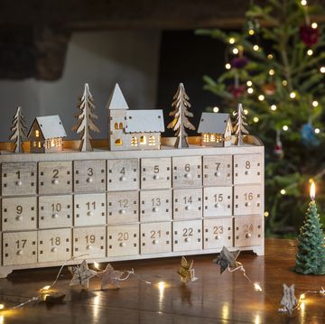led wooden advent calendar, natural