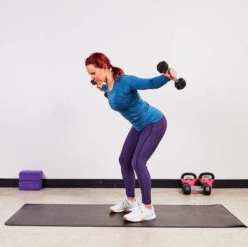 mallory creveling performing a reverse fly with dumbbells