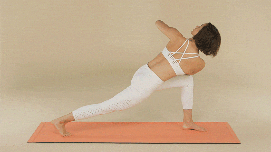 Triangle Pose Yoga GIF by YOGABODY