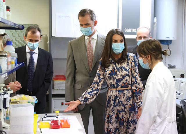 los reyes felipe y letizia, con vestido de sandro, han visitado el museo de ciencias naturales de madrid