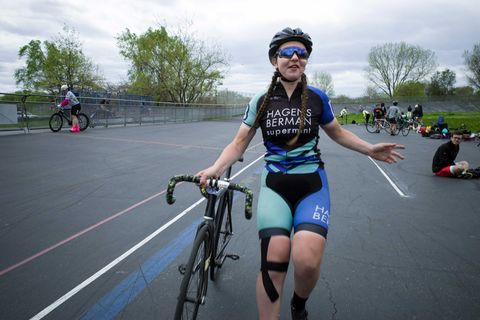 Robyn Hightman at Kissena Velodrome in Queens, NY on April 27, 2019.