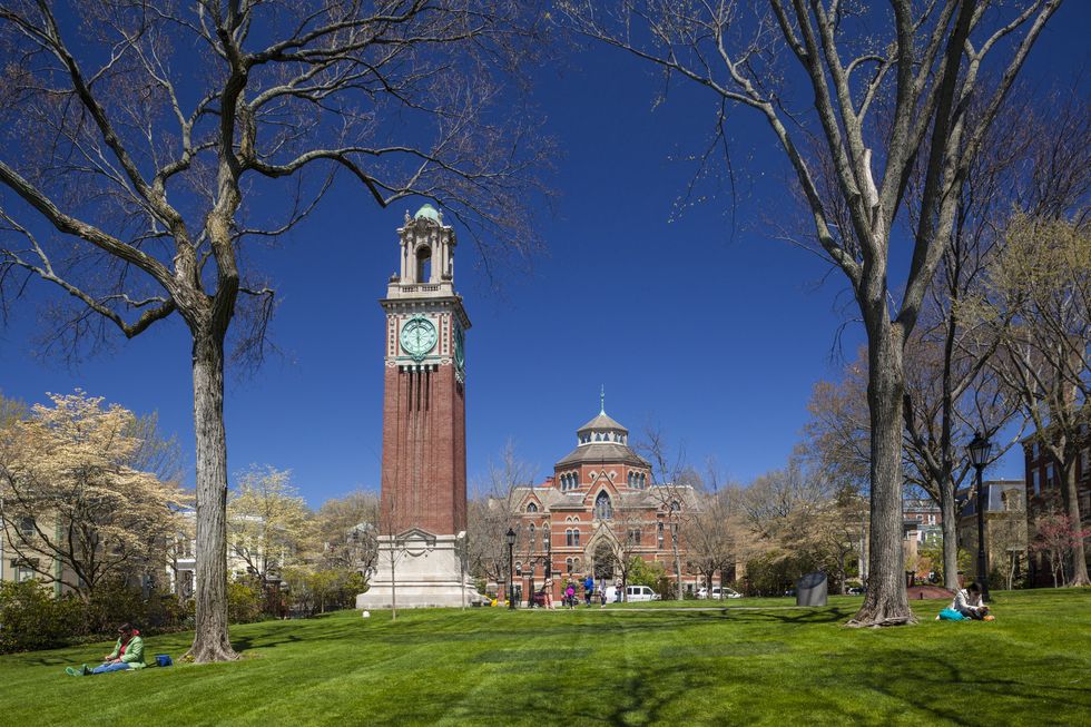 USA, Rhode Island, Providence, Brown University, ivy-league university campus and Carrie Tower