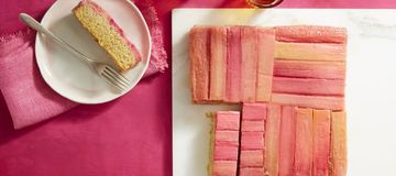rhubarb and almond upside-down cake