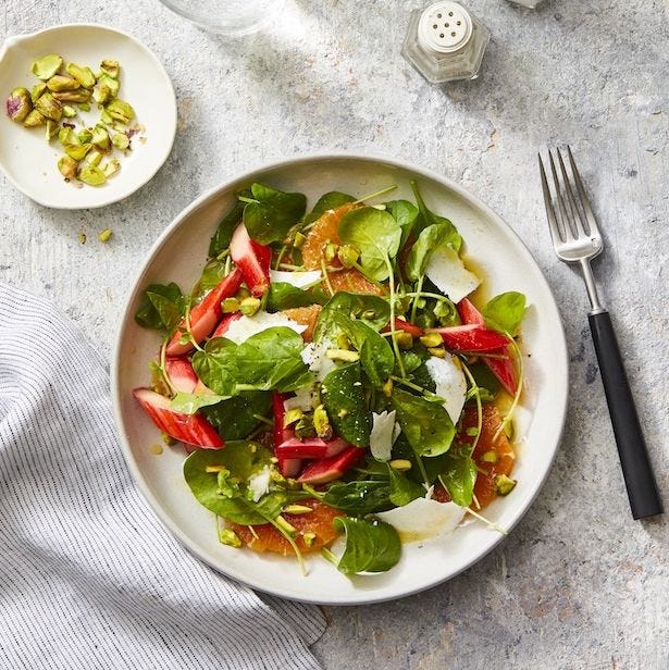 rhubarb and citrus salad with black pepper vinaigrette