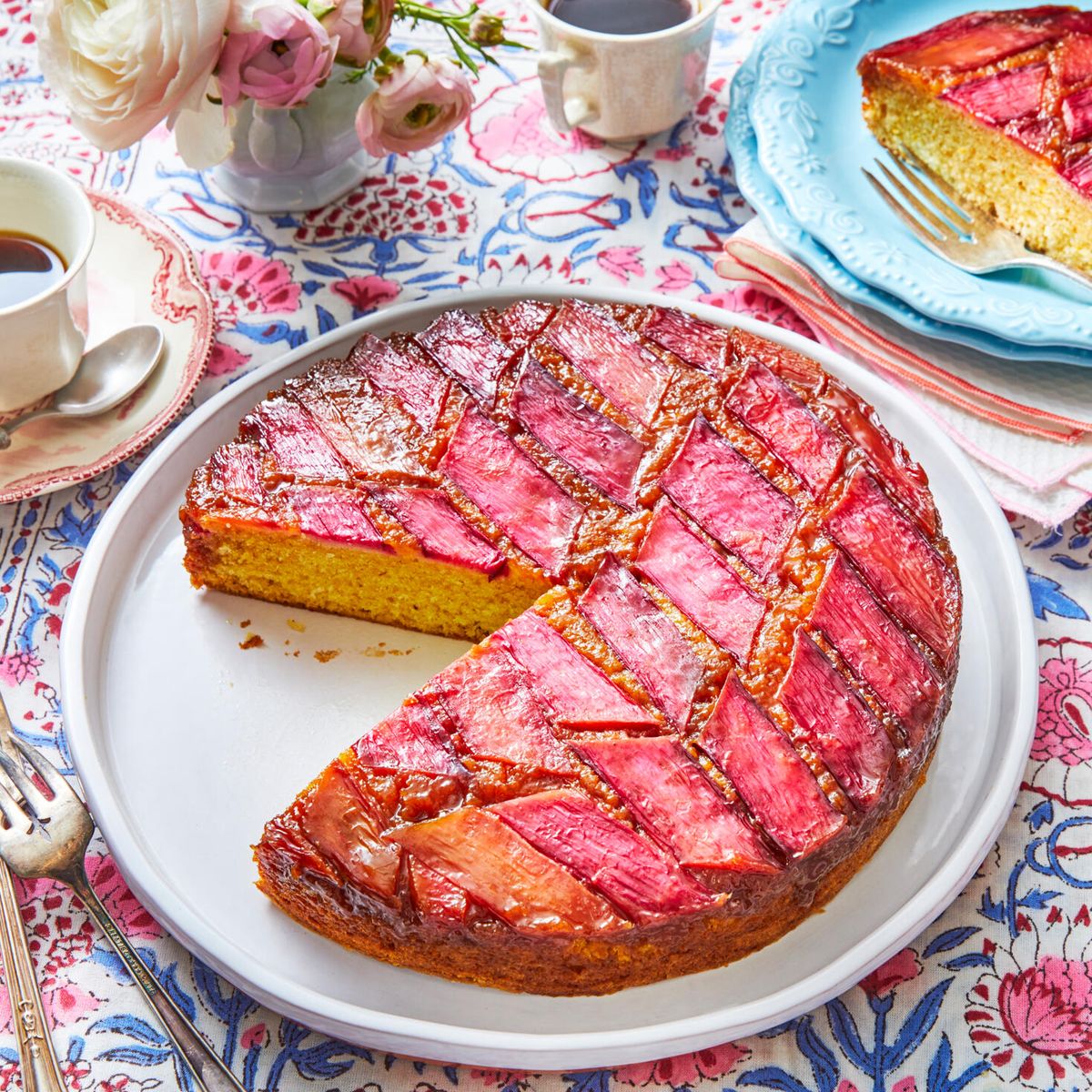 the pioneer woman's rhubarb upside down cake recipe