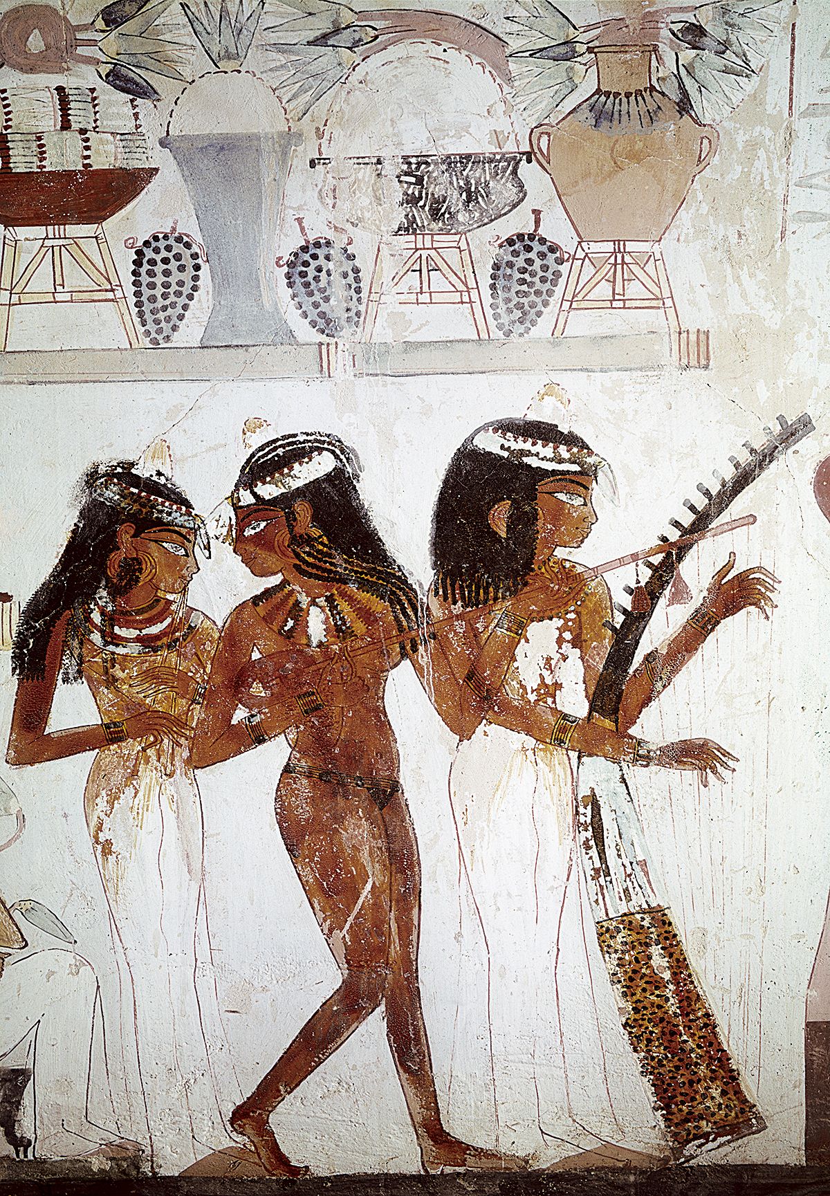 ハープを弾く人のオブジェ ハープを弾く女性の音楽（音楽のアレゴリー）。(絵画