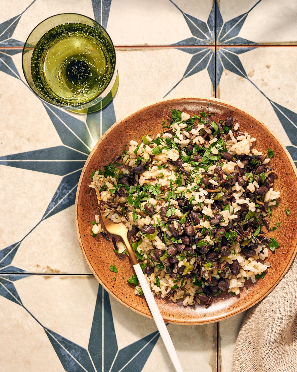 rice and beans with cilantro