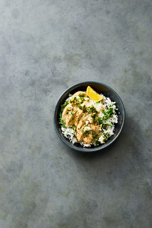 rice cooker chicken and rice with feta and mint