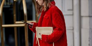 Red, Street fashion, Clothing, Outerwear, Fashion, Fashion accessory, Coat, Style, 