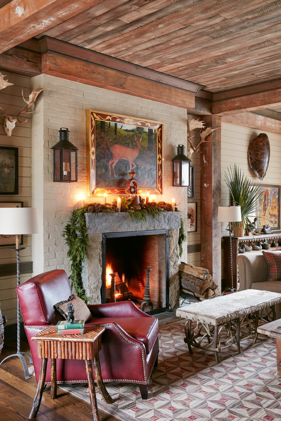 Tour Richard Keith Langham's Holiday-Ready Hunting Lodge