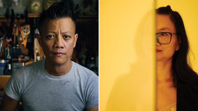 artist richard streitmatter tran, quynh pham, director of galerie quynh, ho chi minh city