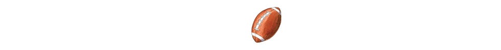 american football balled slightly and angled to the right