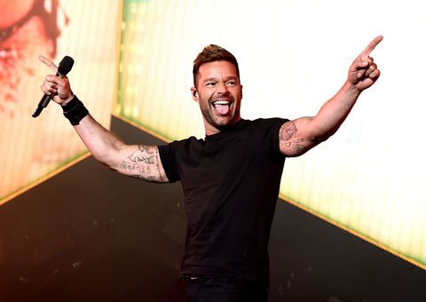 Ricky Martin performing onstage in April 2018