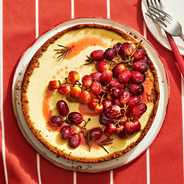 Ricotta Cheesecake with Roasted Grapes ricotta cheesecake with roasted grapes