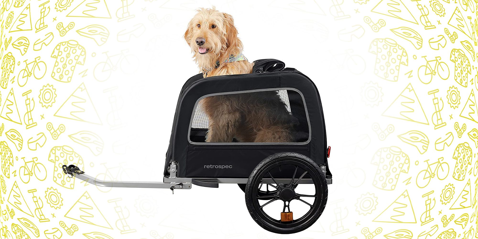 Aosom Dog Bike Trailer with Suspension System, Hitch, Pet Bicycle Trailer  for Medium Dogs with 20 Wheels, Storage Pockets, Safey Leash, Reflectors