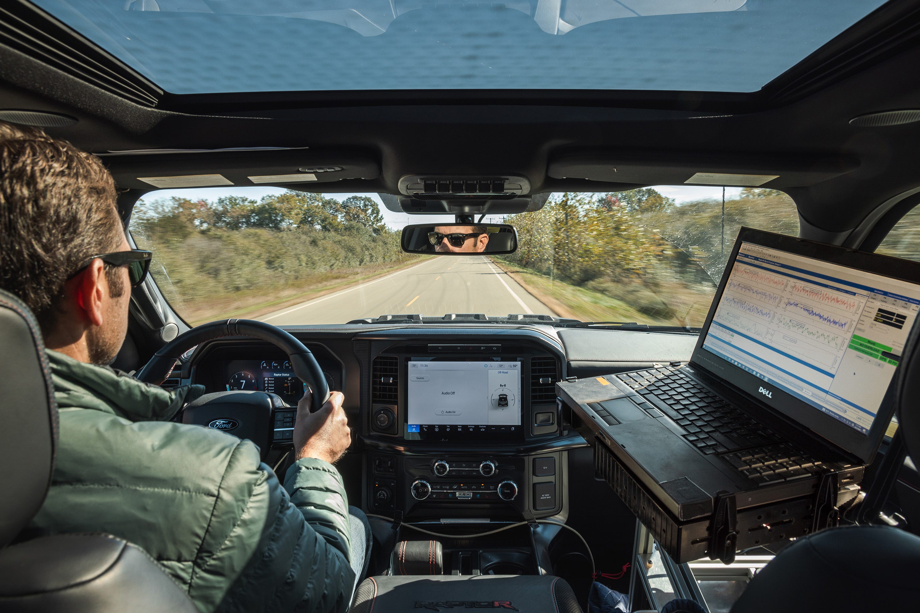 Test car on a rough road