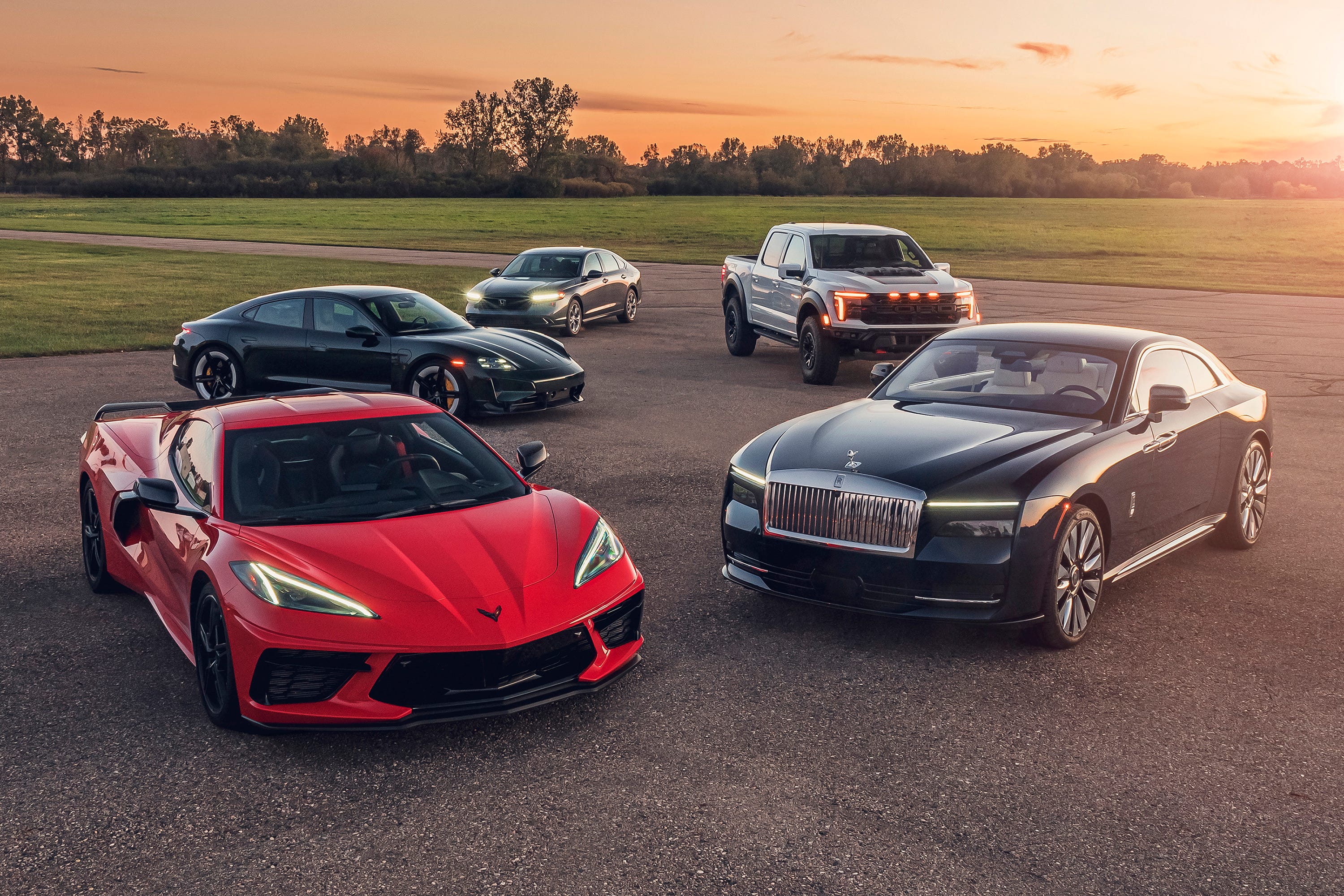 A group of cars on a testing track