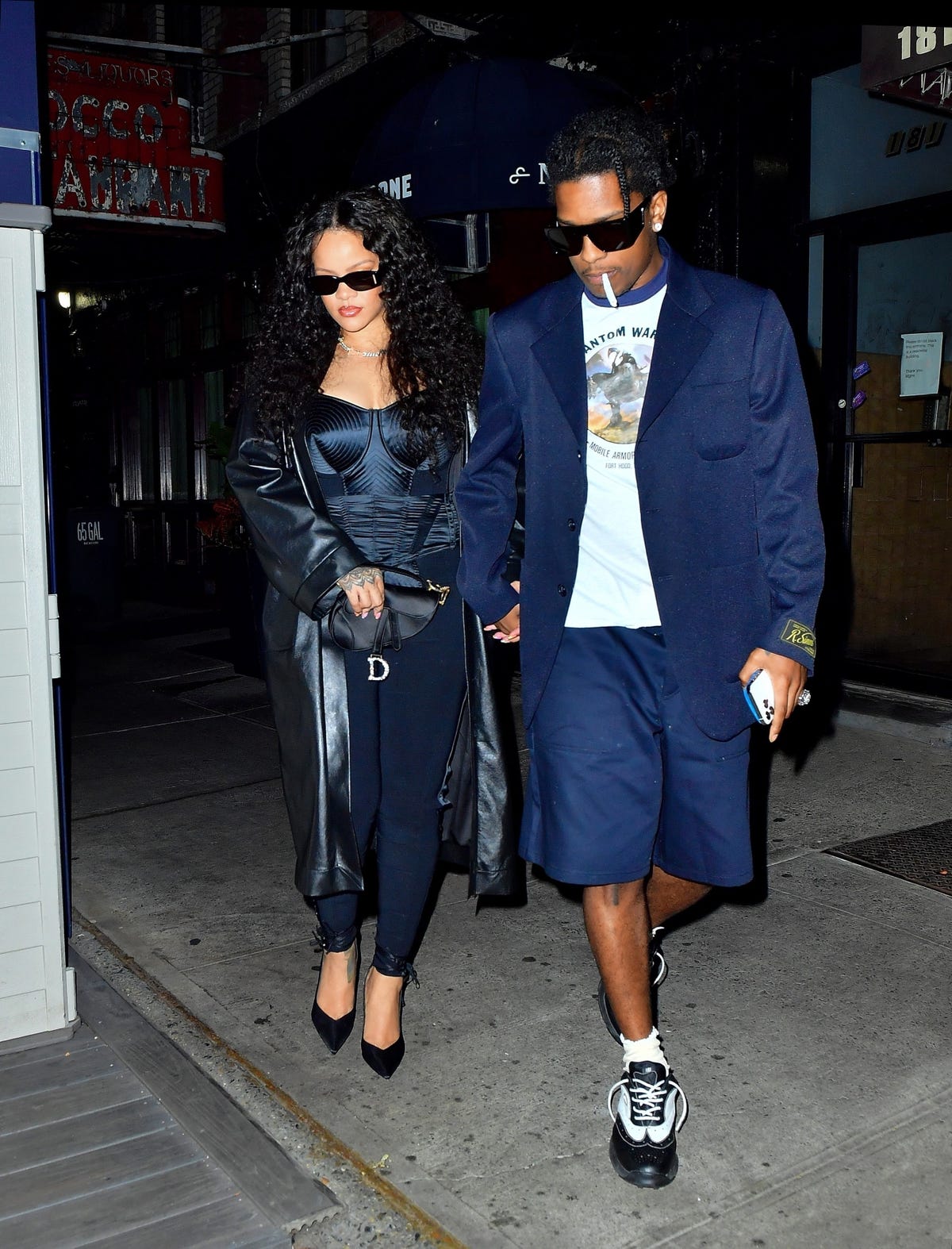 Rihanna and A$AP Rocky Coordinate in Monochrome Sets for the