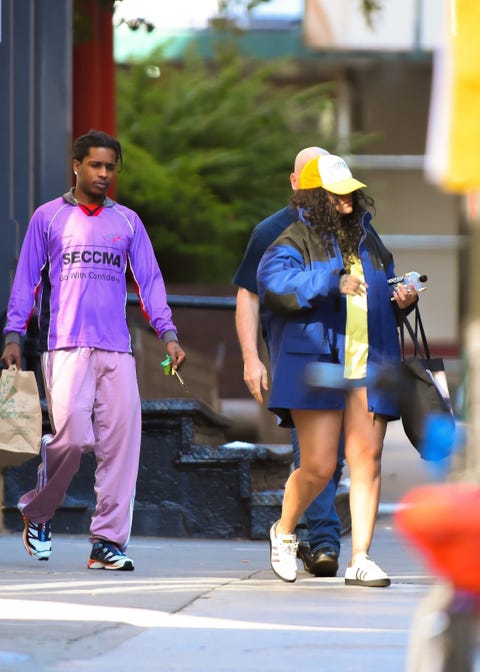 Rihanna Paired Blue Short-Shorts With an Oversized Coat for a Whole Foods Run in the NYC Heat - ELLE