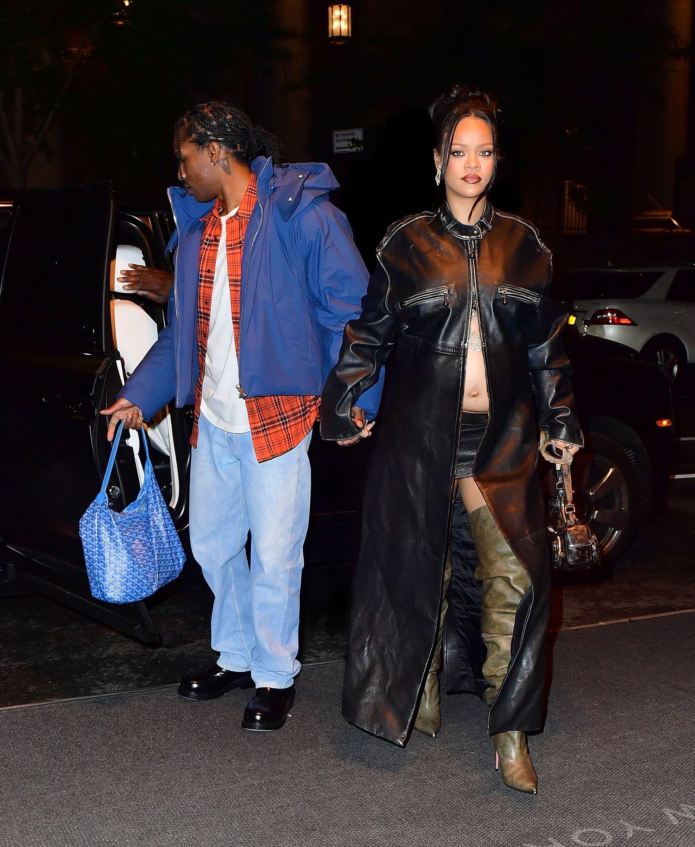 Rihanna Wore No Top, An Open Coat, And Micro Skirt For Date With A$Ap Rocky