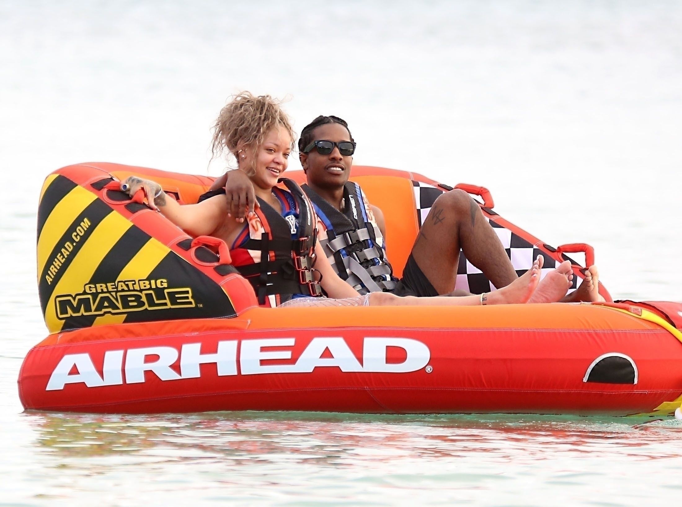 Rihanna and A AP Rocky Cuddle in Barbados Vacation Photos