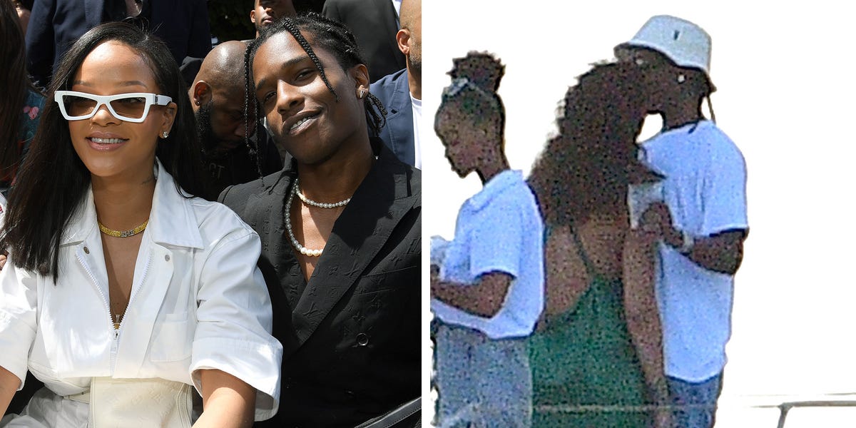 Rihanna and boyfriend A$AP Rocky share a kiss before jumping on a jet ski  during romantic getaway in her native Barbados