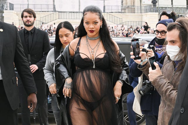 Rihanna Attends 2022 Dior Fashion Show Wearing Sheer Black Dior