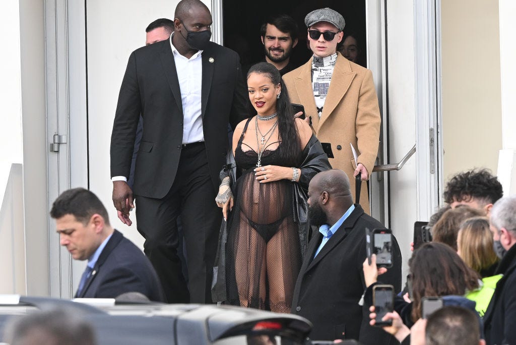 Rihanna Attends 2022 Dior Fashion Show Wearing Sheer Black Dior