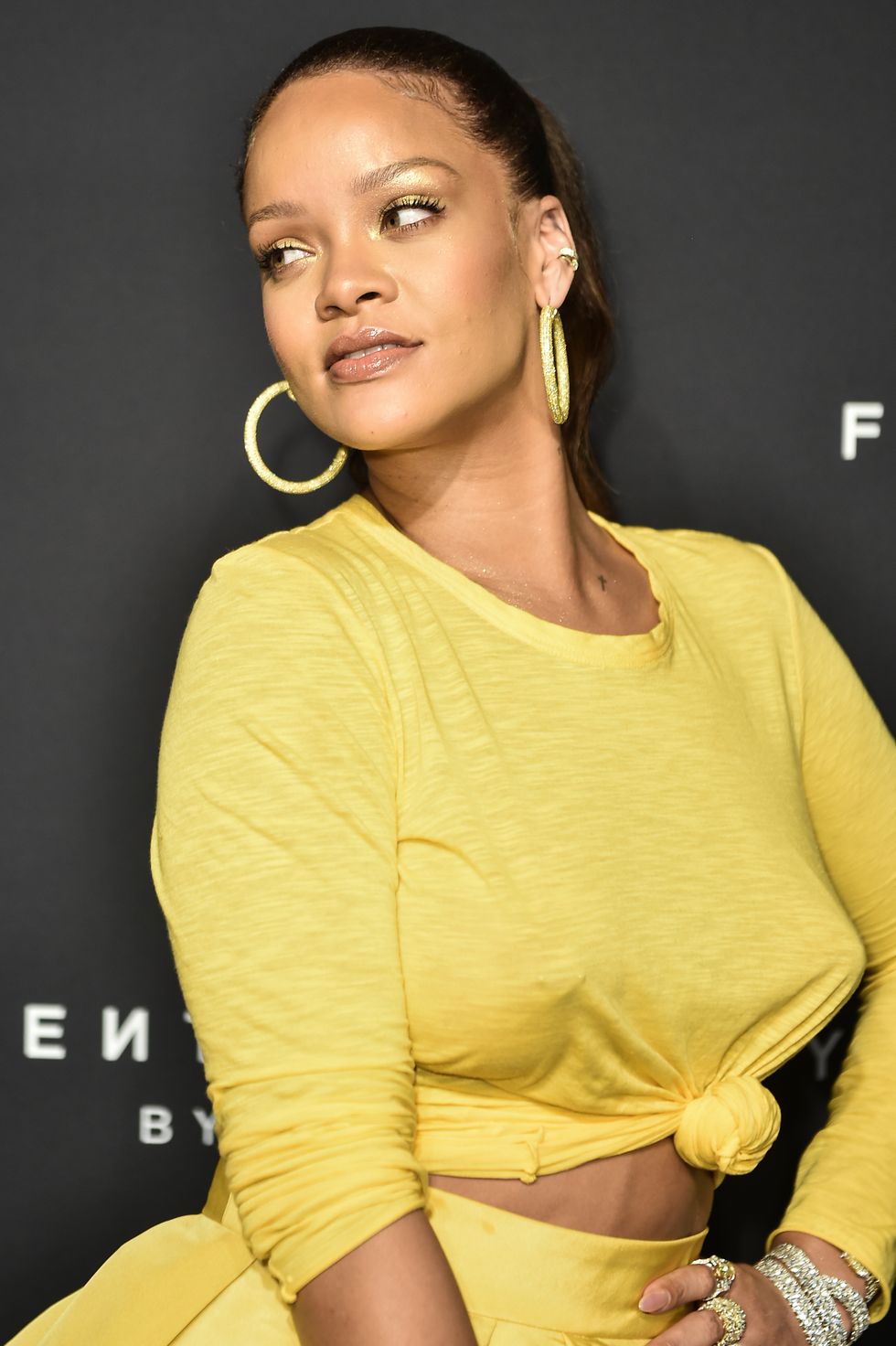 Rihanna Yellow Two Pieces Formal Dress Fenty Beauty